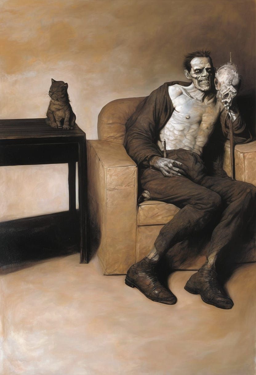 Grotesque Figure Emerges from Hellish, Biomechanical Landsca...