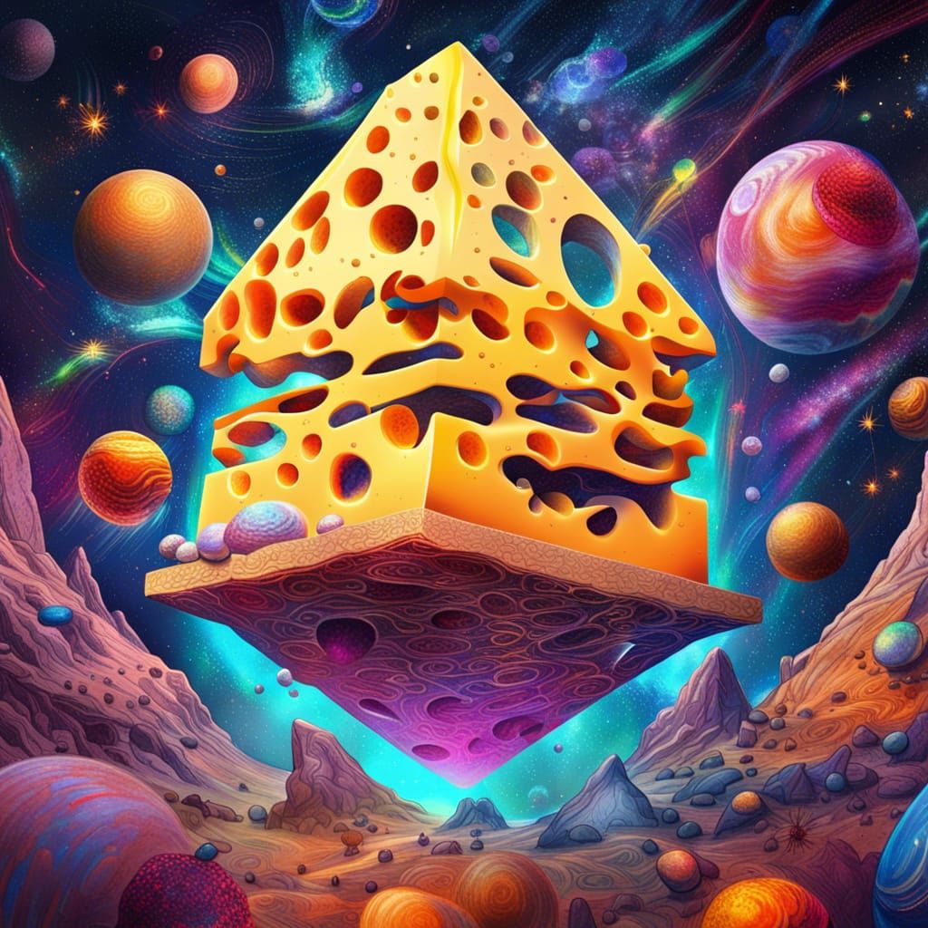 Cheese Planet in Visionary Art Style