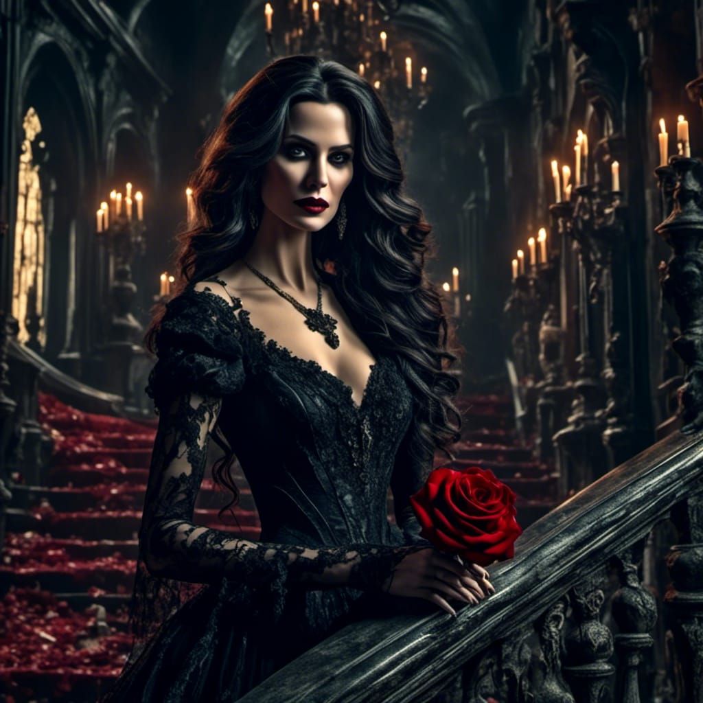 Kate Beckinsale as Darkling Gothic Morticia Addams