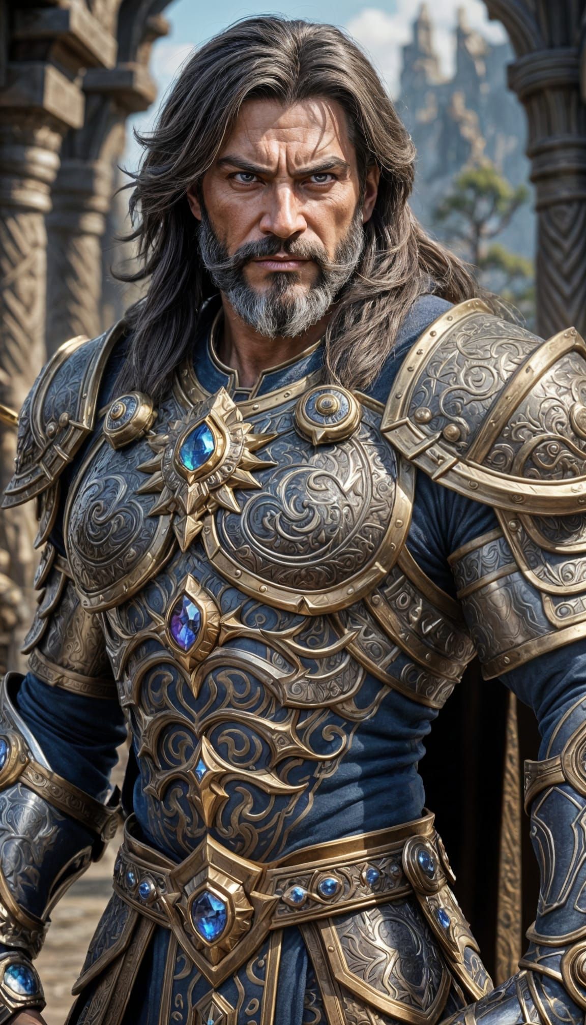 Mighty King in Intricate Armor: Hyperrealistic Fantasy Portr...