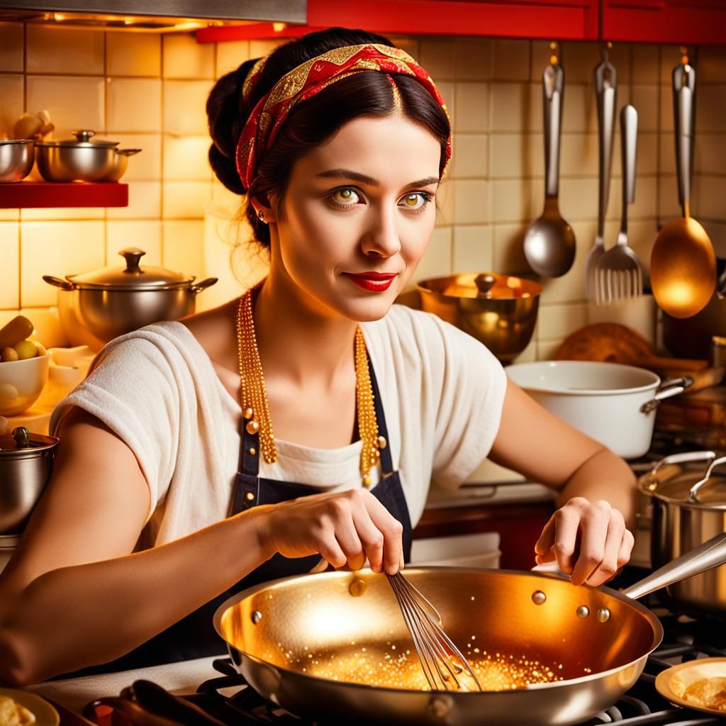 Hestia Cooking: A Photorealistic Digital Portrait