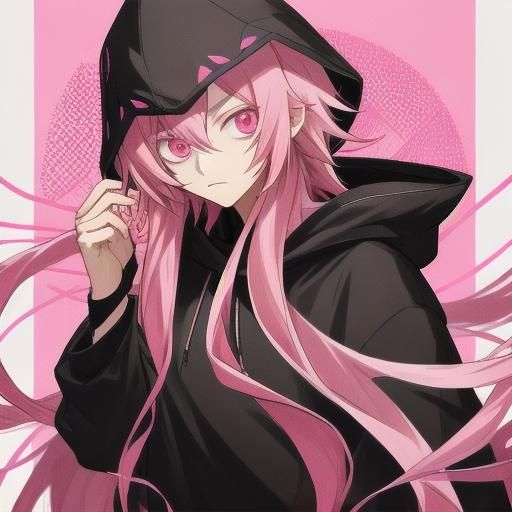 Boy with Pink Hair and Spotted Hoodie