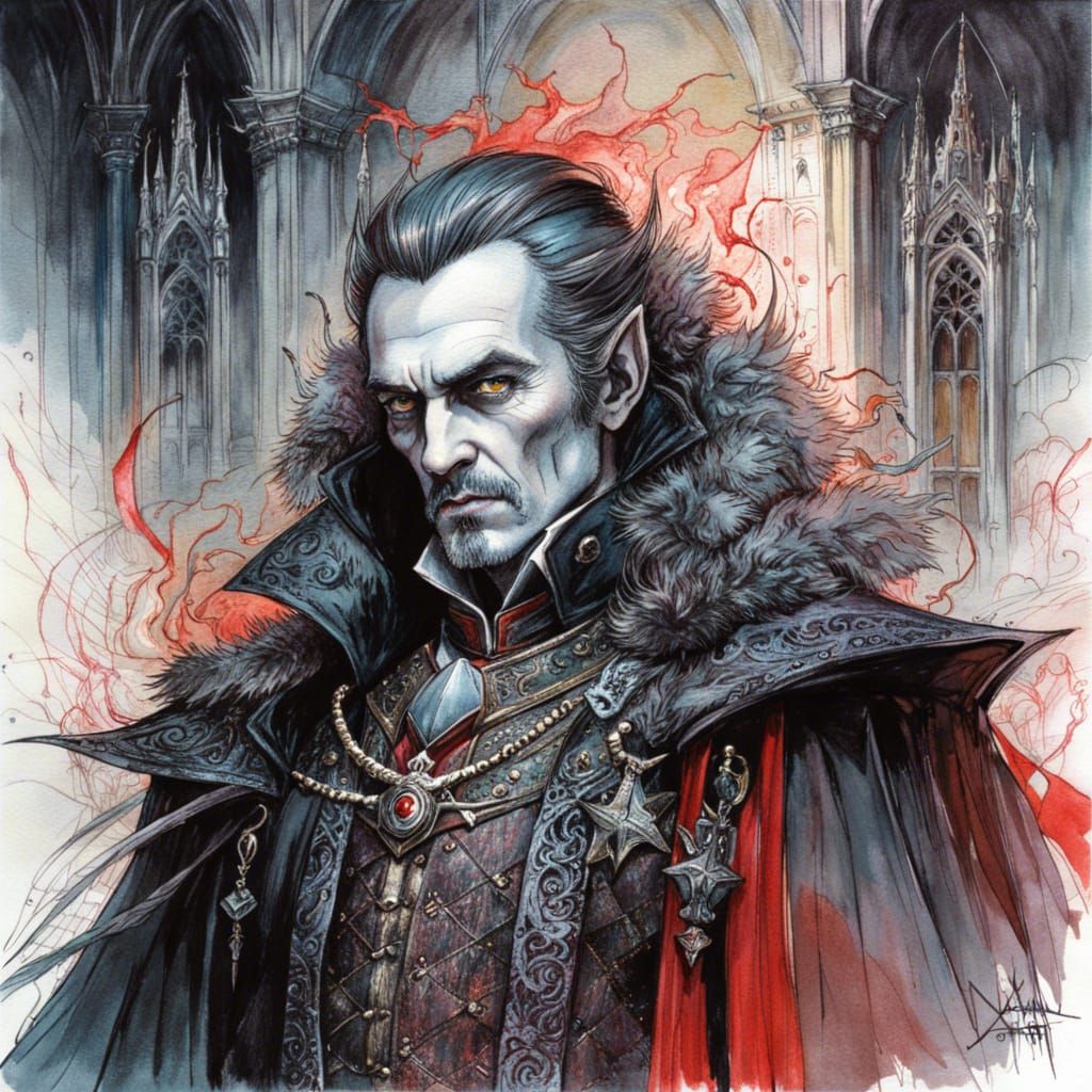 Vampire King Dracula in Glowing Palace