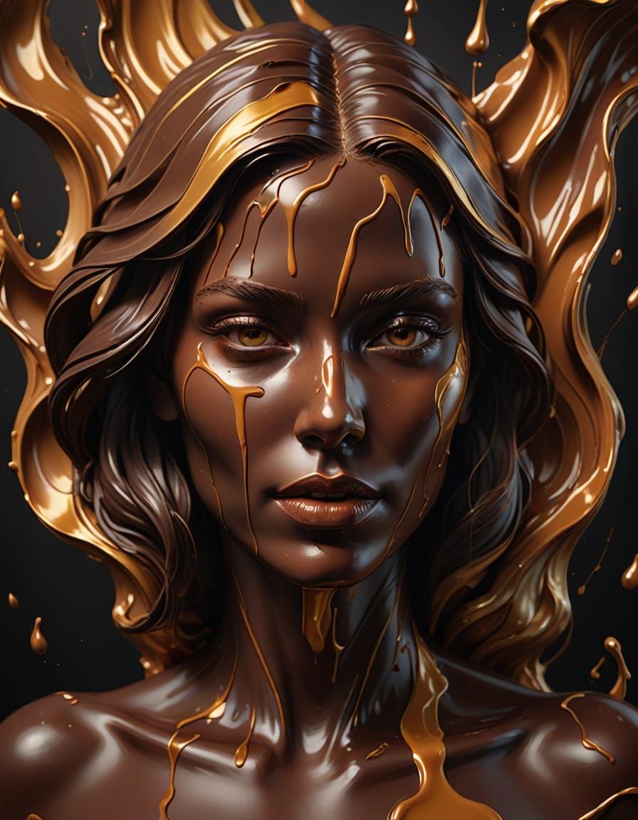 Chocolate Woman Concept Art in Oil Painting Style