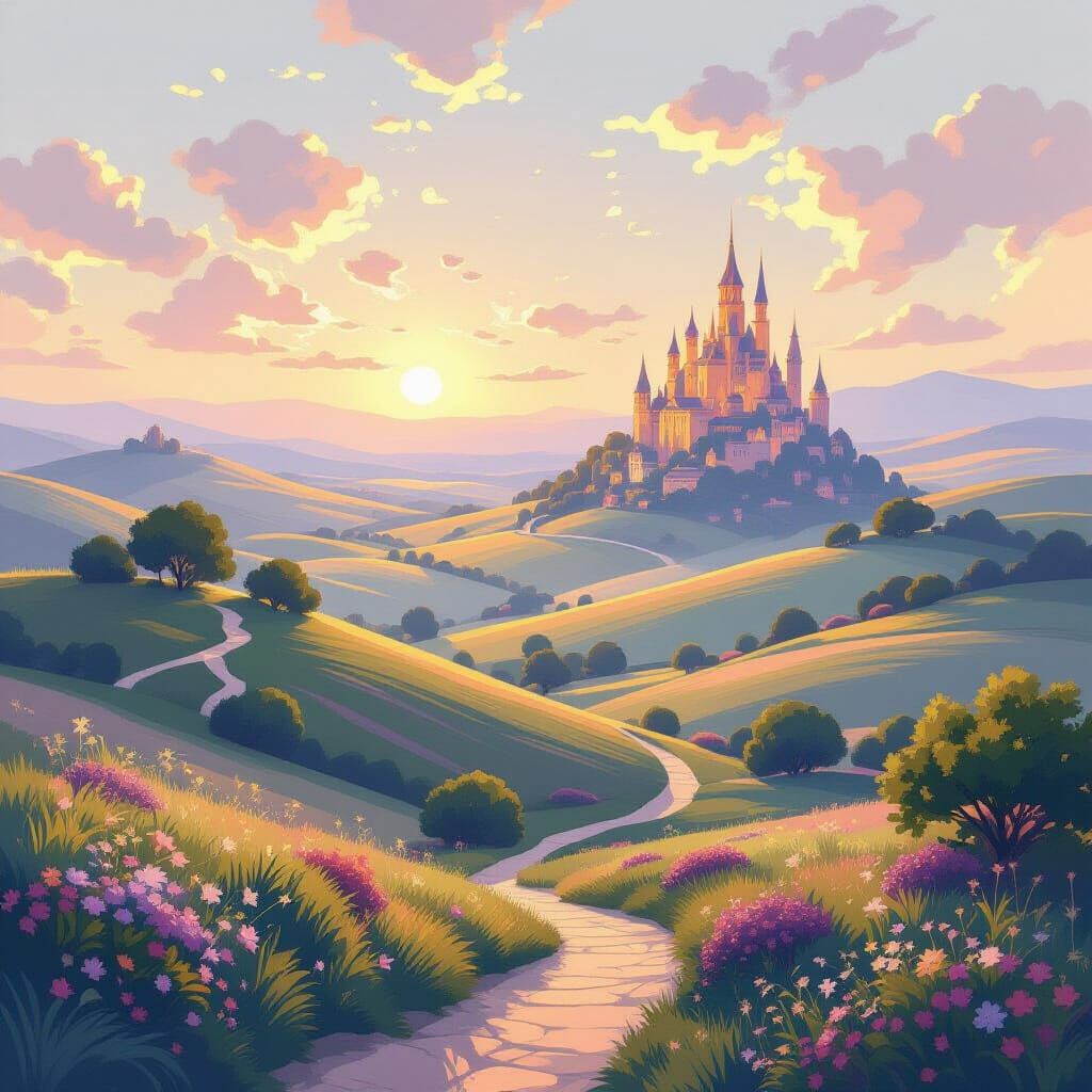 Dreamlike Landscape in Impressionistic Digital Painting Styl...