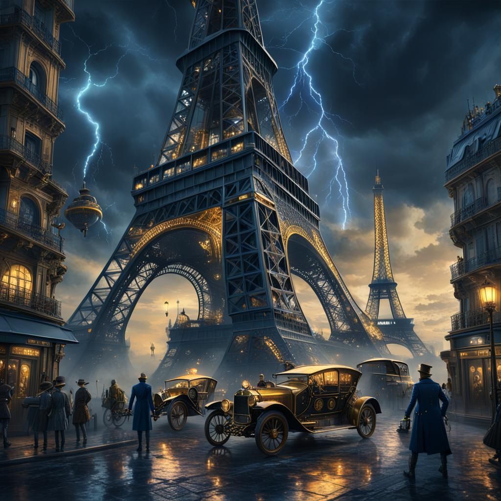 Steampunk Revolution at Futuristic Eiffel Tower