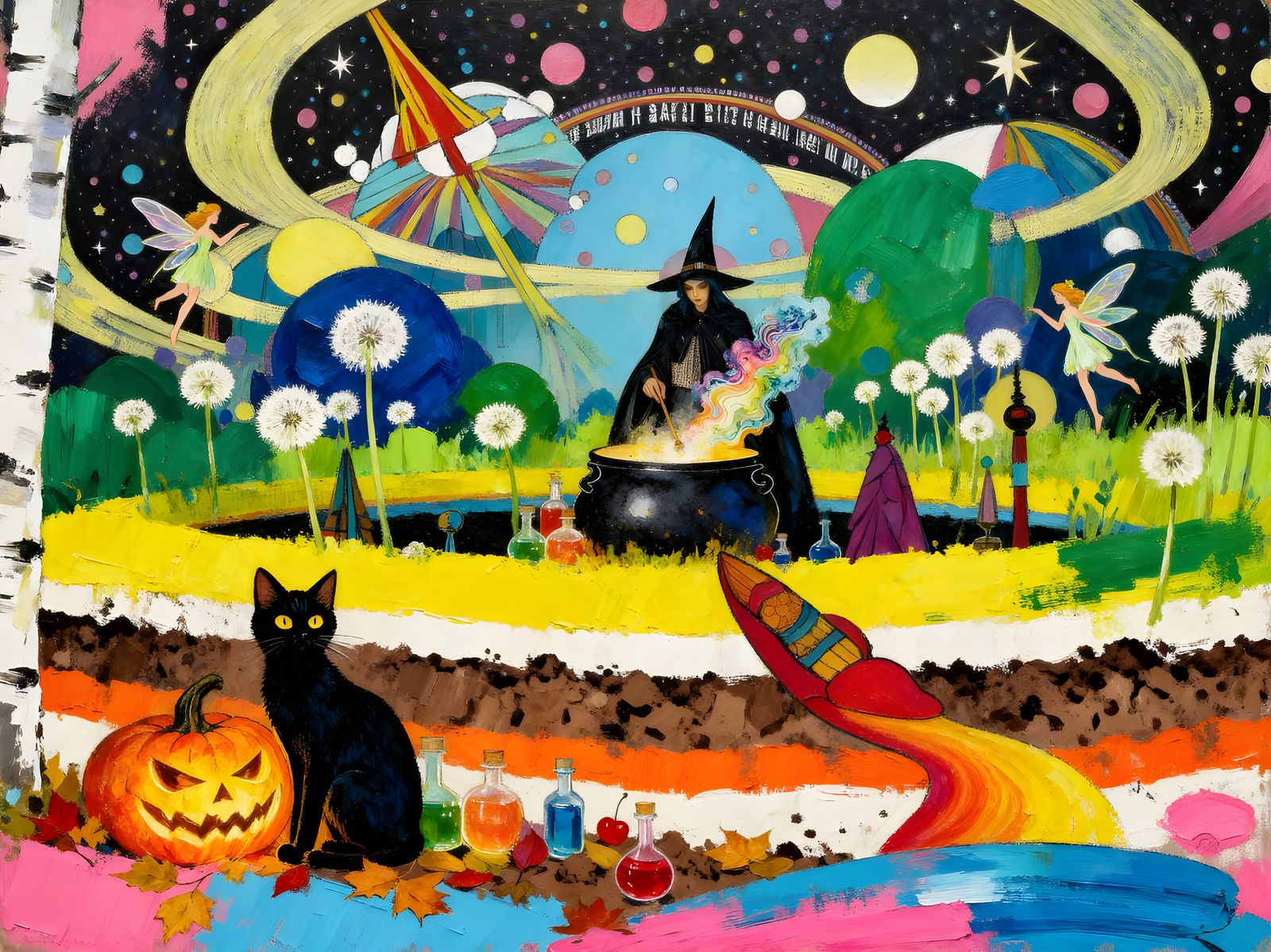 Cosmic Circus Faeries in Autumn Forest