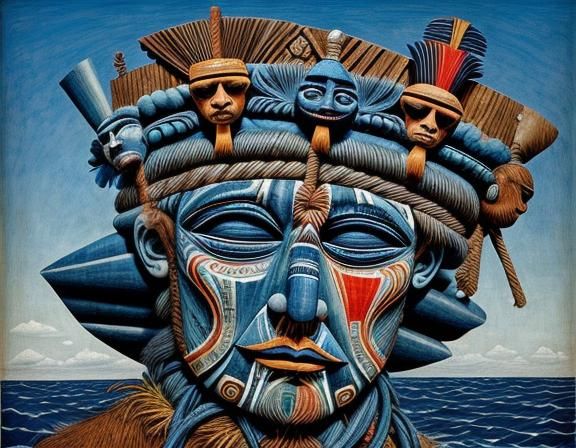 Kon-Tiki Expedition in Cubist Style, South Sea