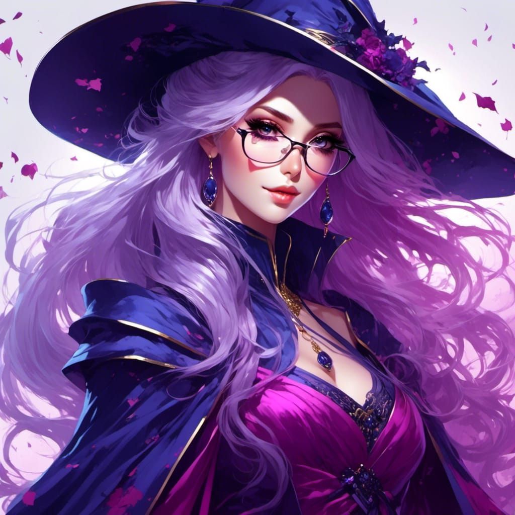 Drow Elf Sorceress Portrait in Anime Fantasy Style