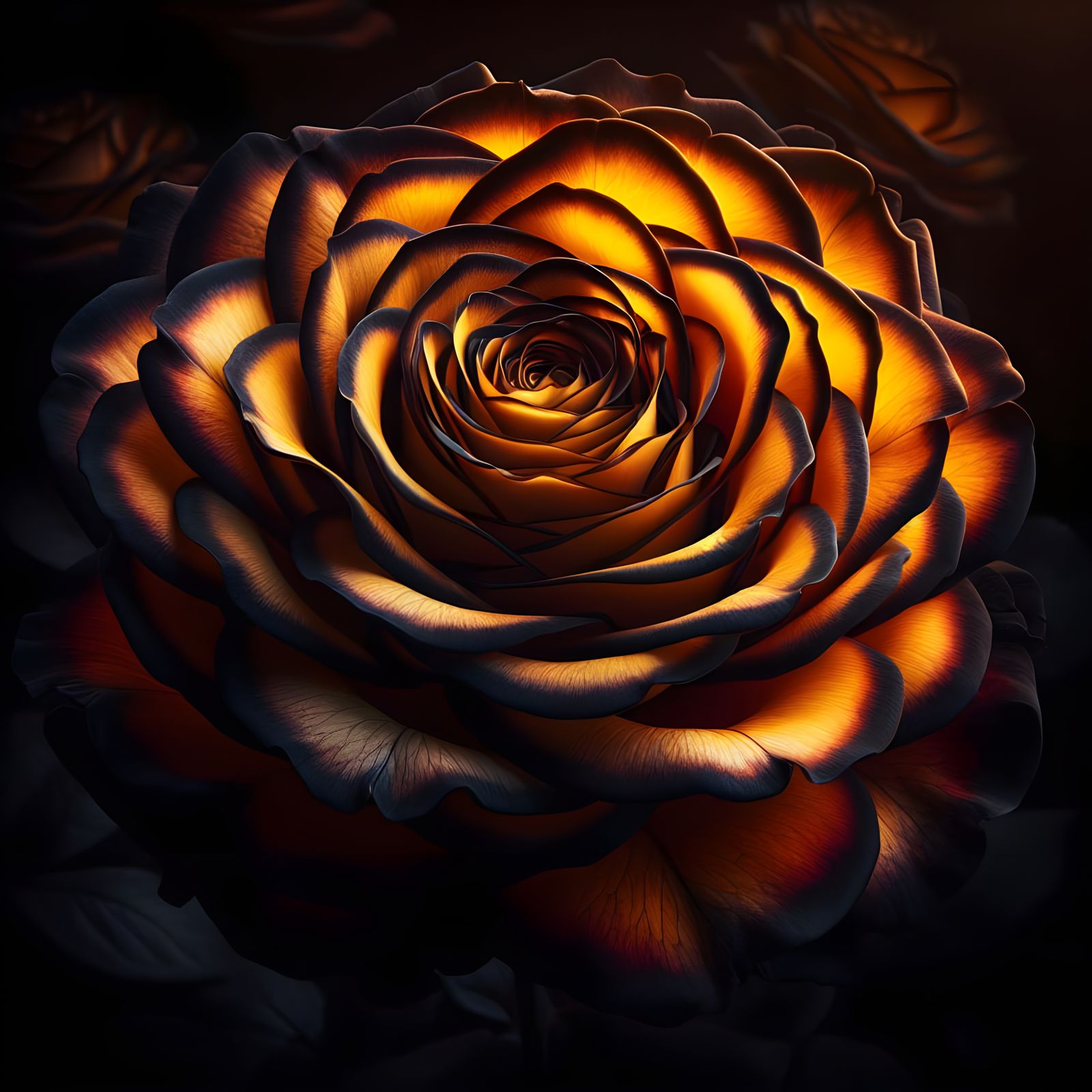 Radiant Rose in Amber and Charcoal