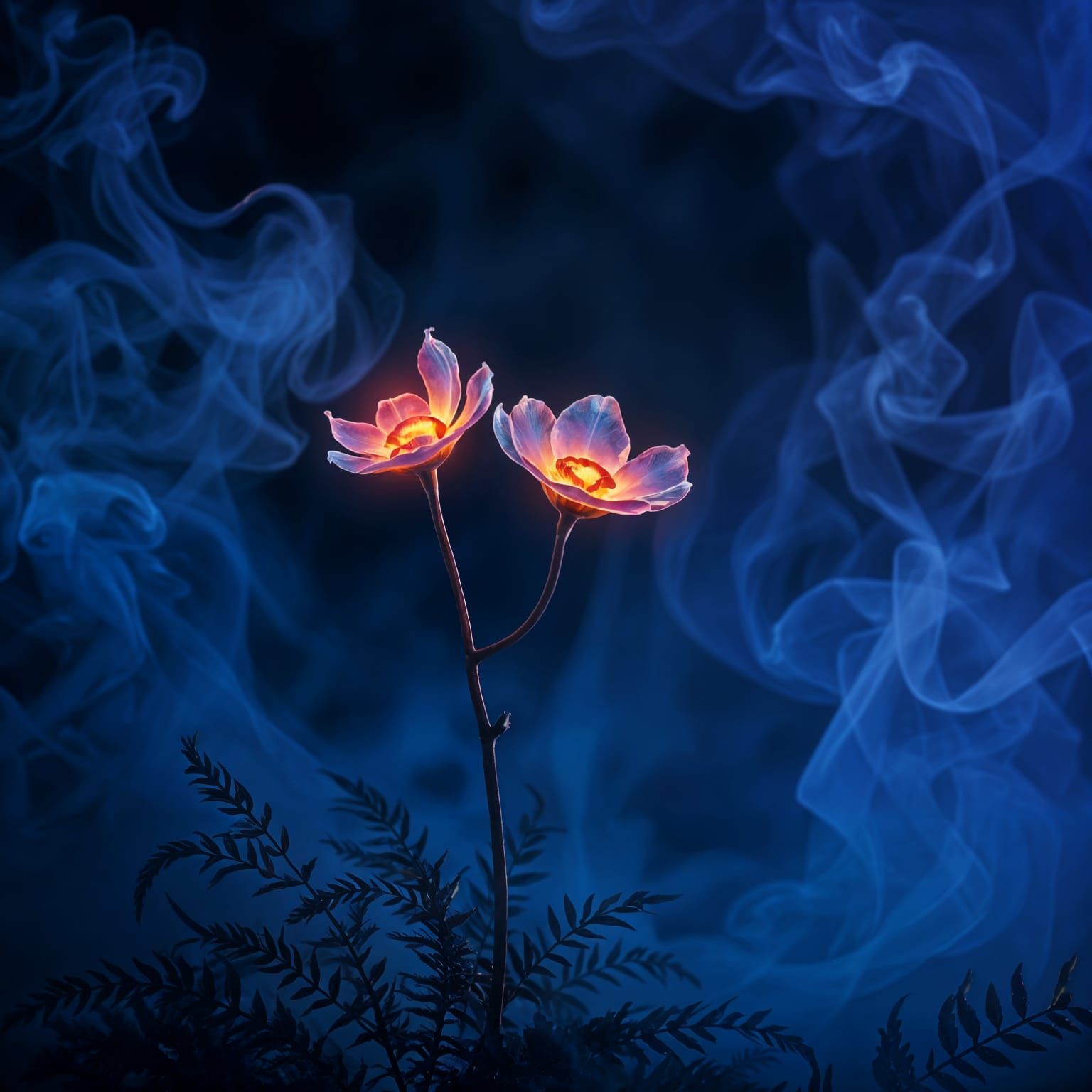 Surreal Cosmic Bloom Erupts in Smoky Fantasy Landscape