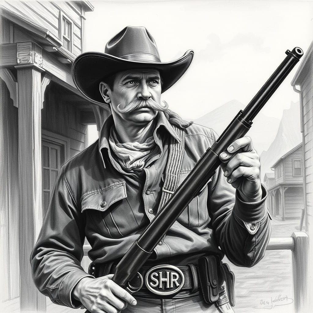 The Town Sheriff in a Hyperdetailed Charcoal Drawing