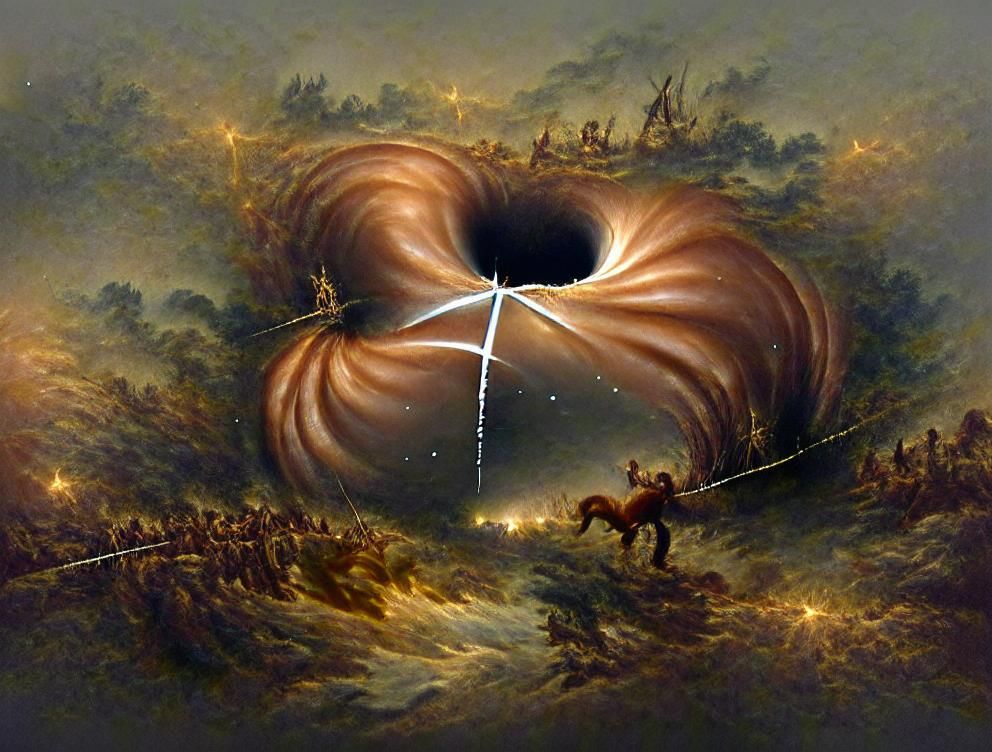 Sagittarius A* Event Horizon in Wood Engraving Style