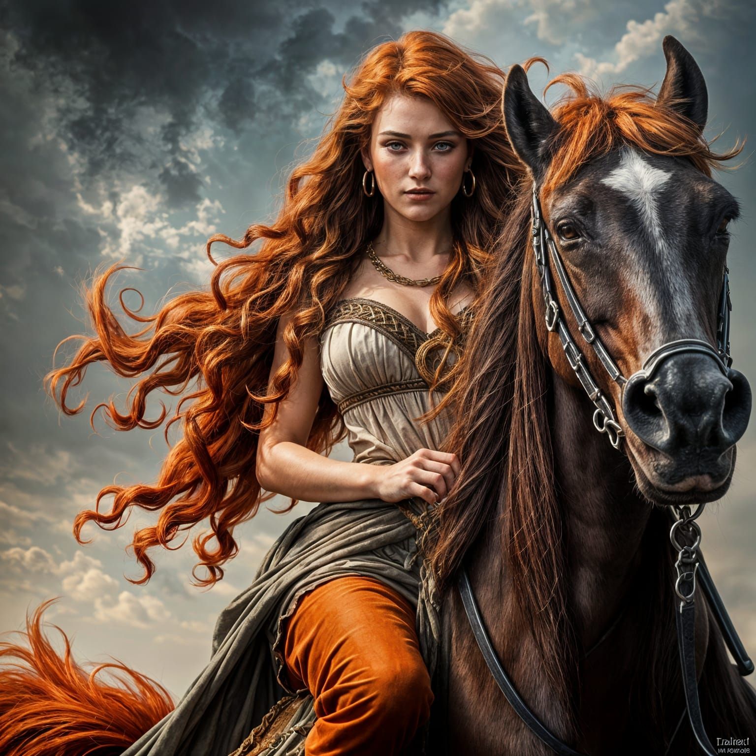Woman on Horse in Neoclassical Style