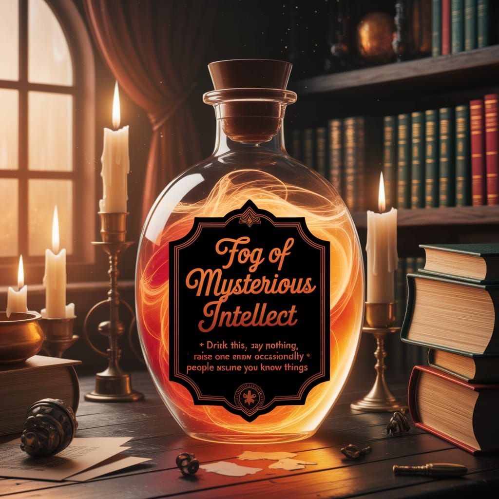 Cozy Alchemy Lab with Glowing Potion Bottle