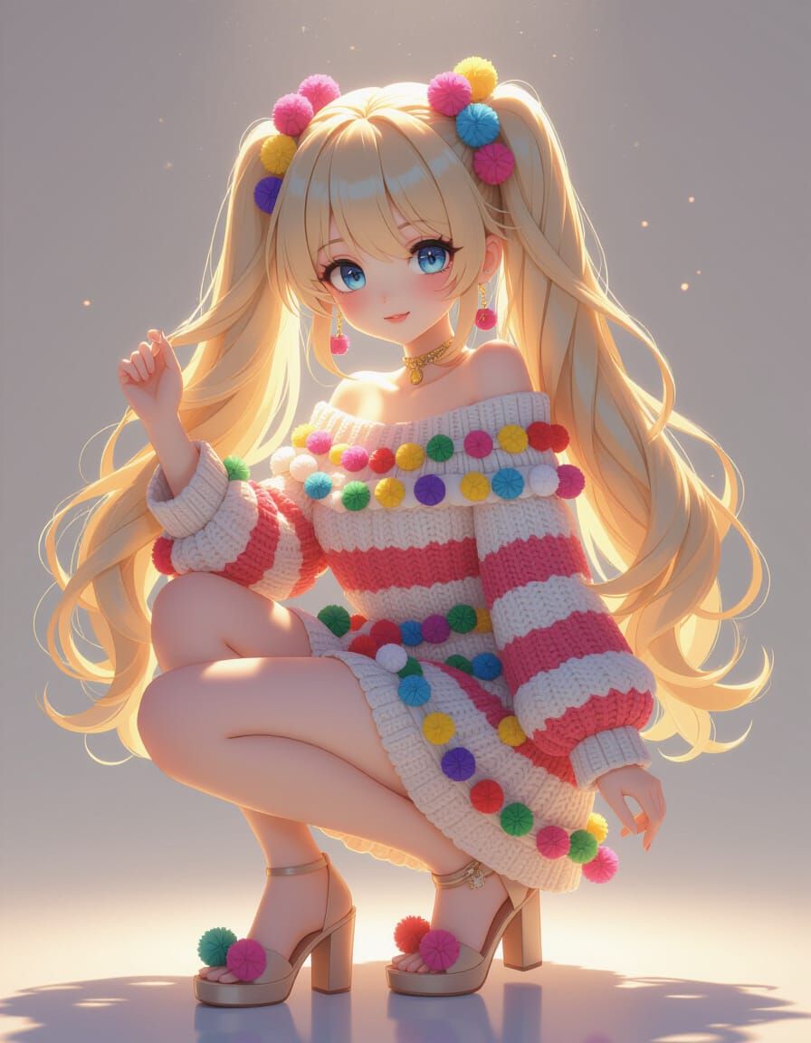Pom Pom Girl in Anime Style, 8k Resolution