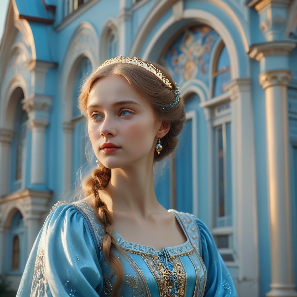 Romantic Portrait of Russian Princess in Realism Style