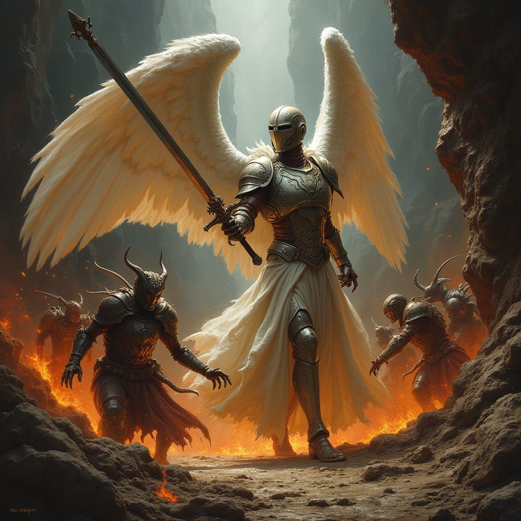 Angels vs Demons in a Dark Fantasy Battle