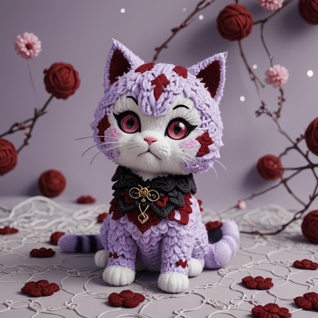 Cute Chibi Crochet Plushy Light Purple Cat