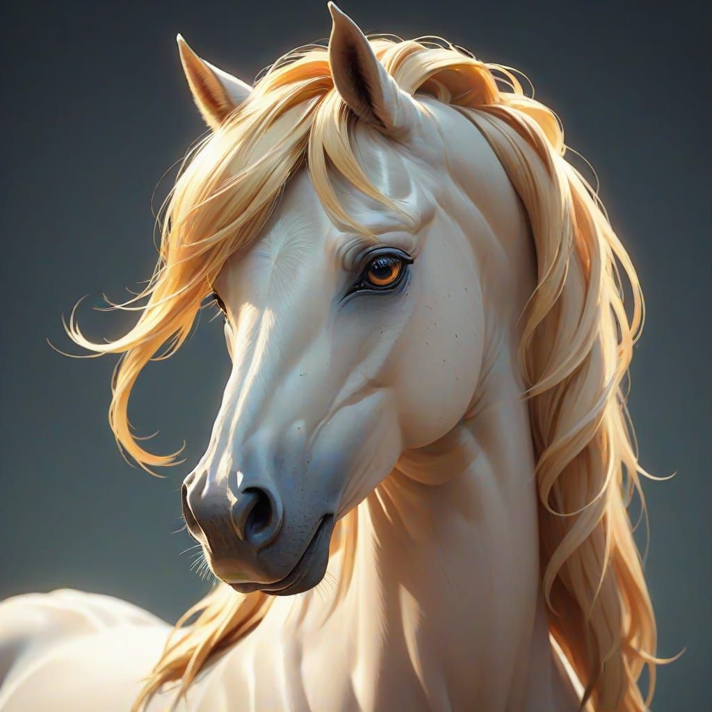 Elegant Horse Portrait in 3D Anime Style