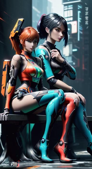 Nintendo Switch Girl in Cyberpunk Anime Style