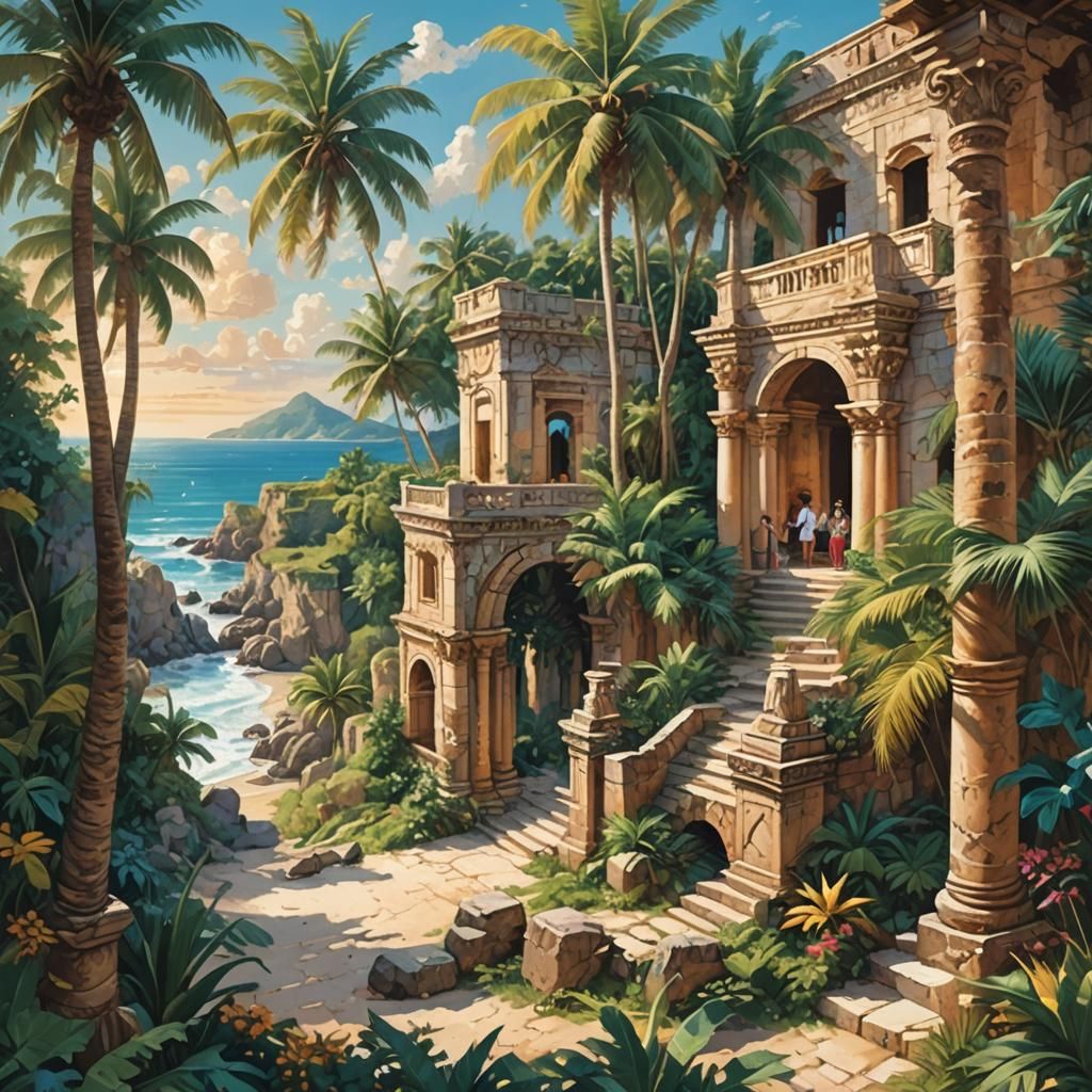 Sun-Kissed Beach Bliss: Mystical Ruins and Teal Waters