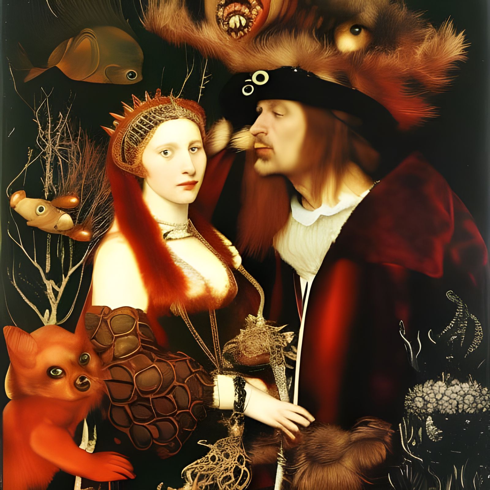 Two Seavampires in Holbein, Vrubel, Snyders Style