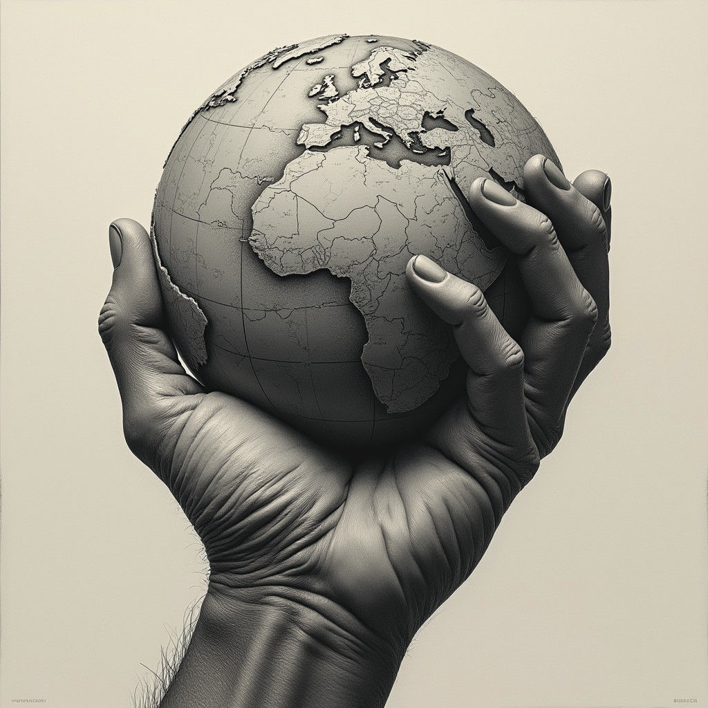 Hand Grasps World in Detailed Matte Painting