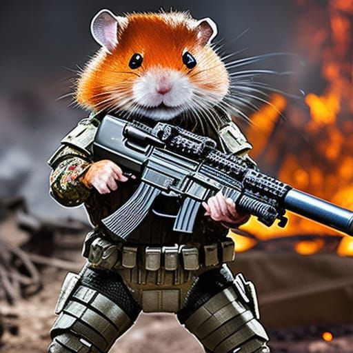 Futuristic Hamster Warrior in Scorched Land