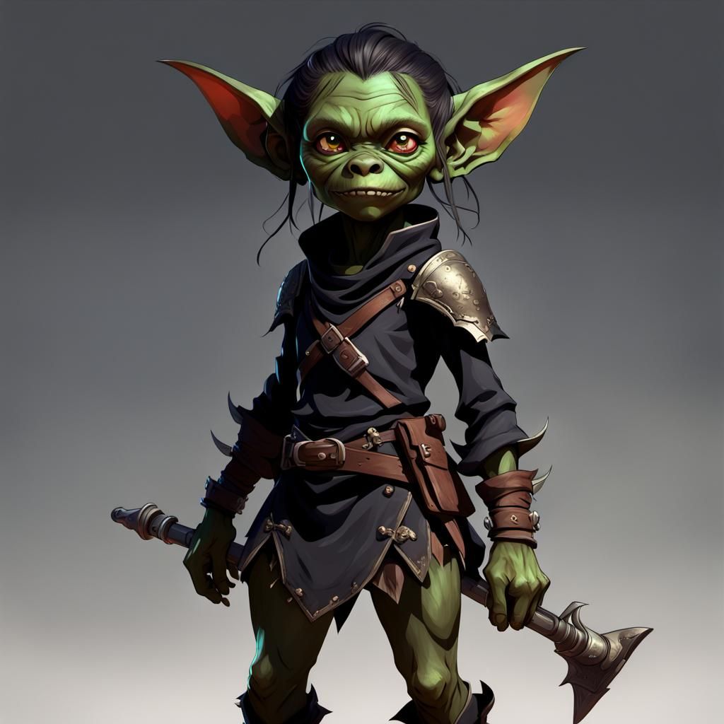 Detailed 3D Anime Art of a Black Female Goblin