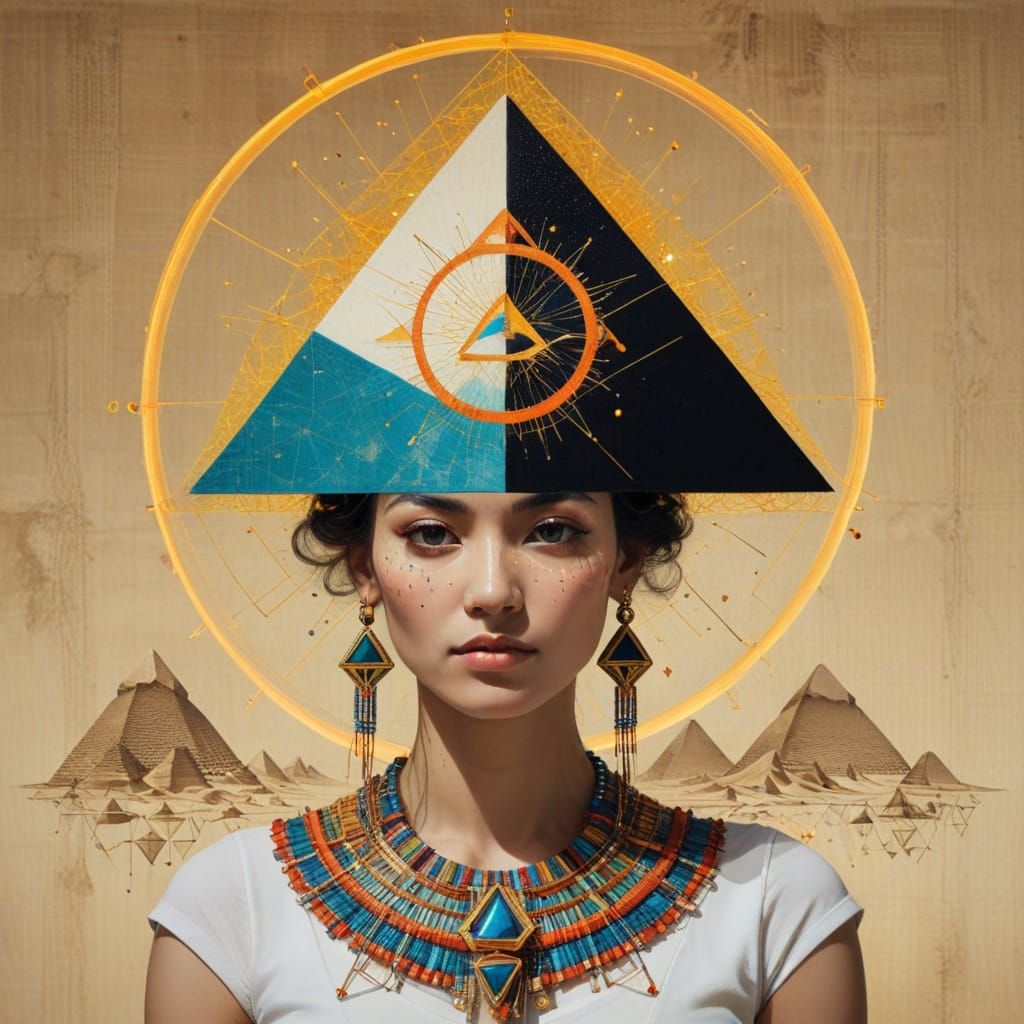 Ancient Egyptian Goddess in Neon Halo