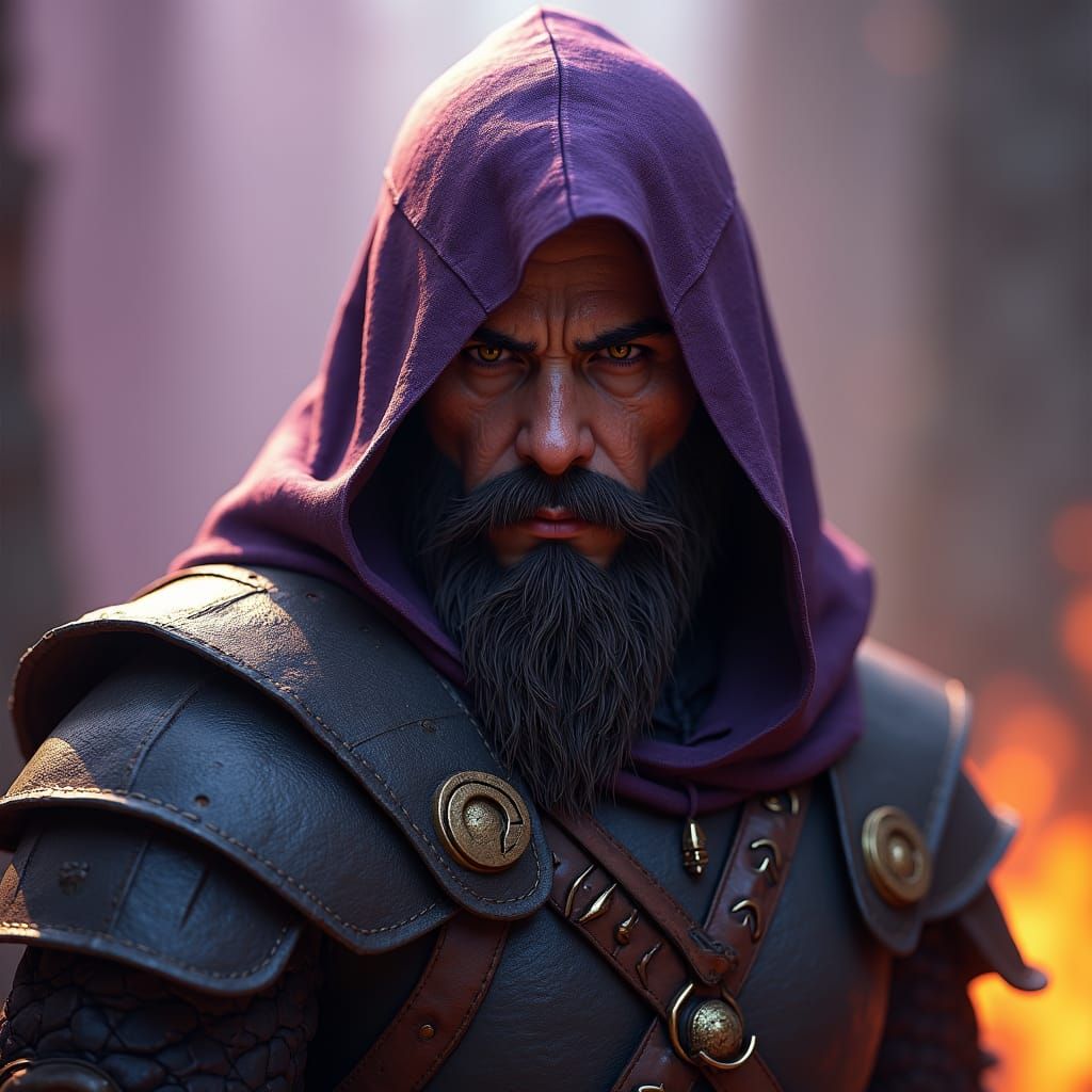 Half-Elf Warrior in Dark Fantasy Style