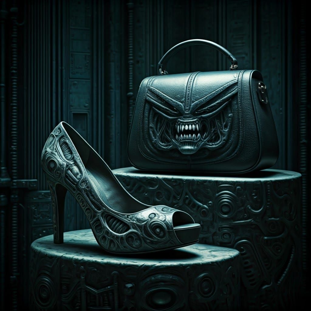 Xenomorph Fashion: Eerie Biomechanical High Heels and Handba...