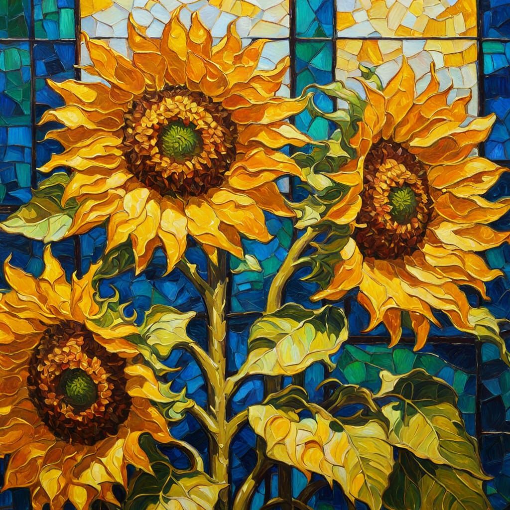 Vibrant Sunflowers in Expressionist Oil Painting