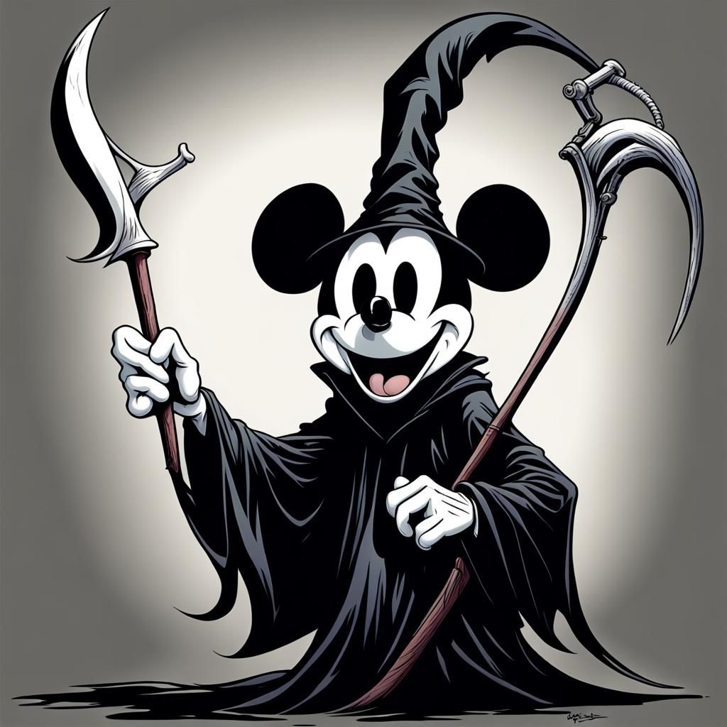 Mickey Mouse as Grim Reaper in Gothic Style
