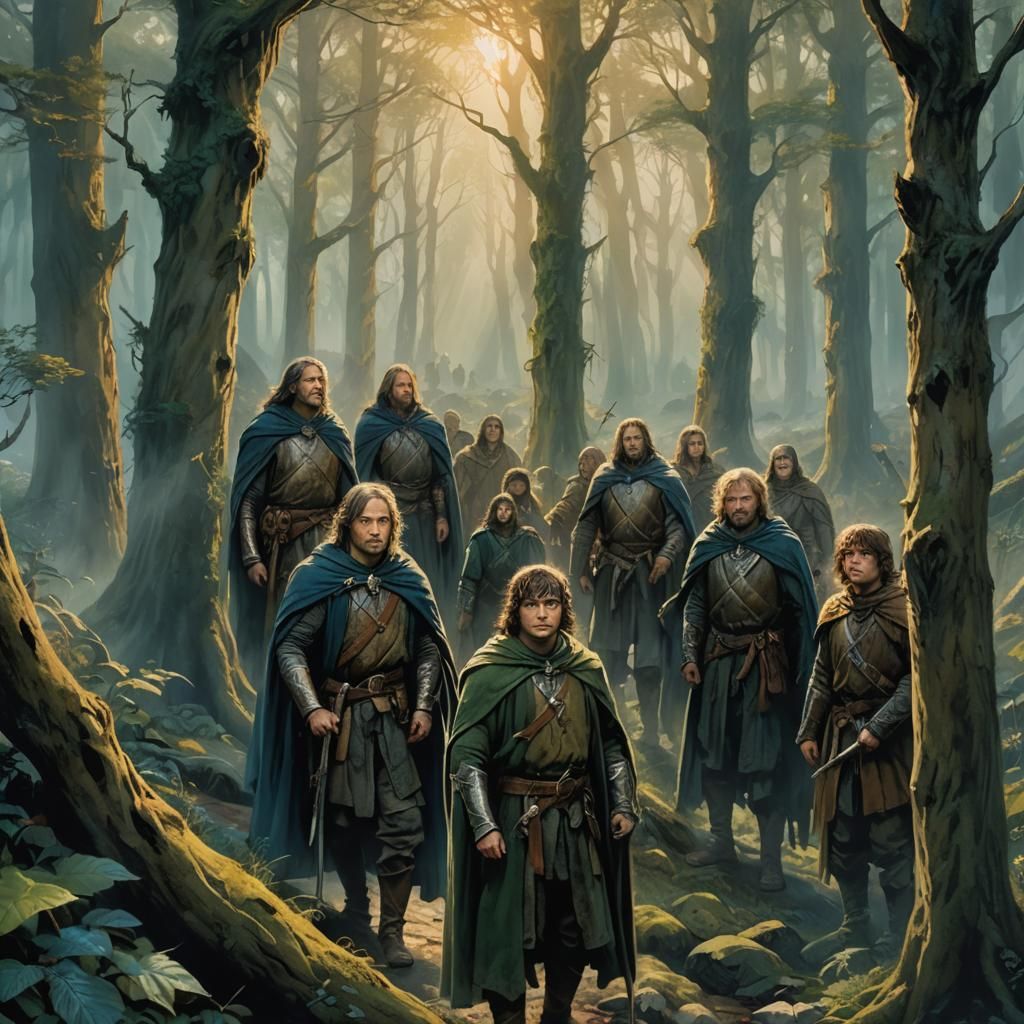 Lord of the Rings Characters in Misty Forest