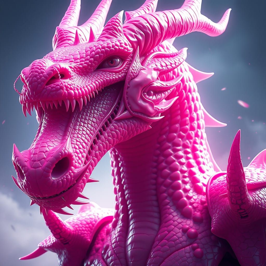 Ethereal Pink Latex Dragon in Triadic Hues