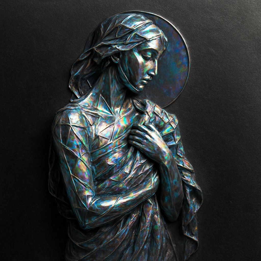 Ultrafine Glassigami Birefringent Relief Sculpture Clutching Cloth Woven From Existential Wonder