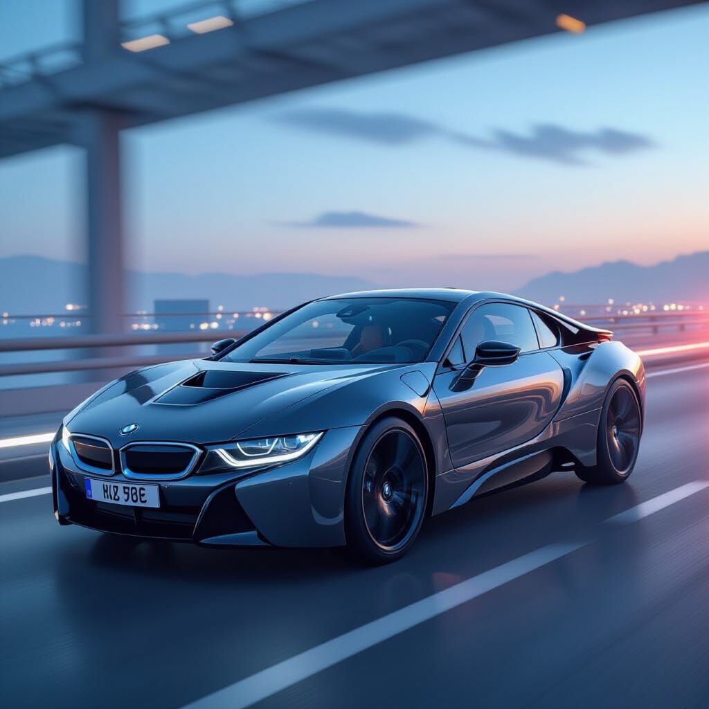 James Bond BMW Chase on Autobahn in Futuristic Style
