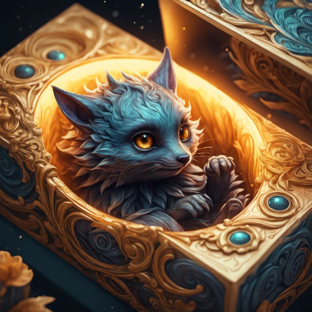 Whimsical Fantasy Creature in a Box