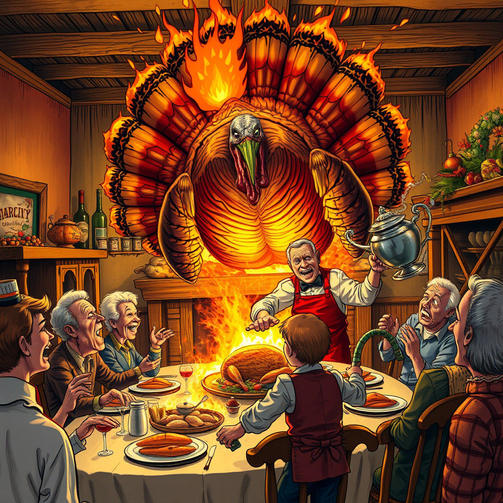 Giant Mutant Turkey Attacks Thanksgiving Dinner