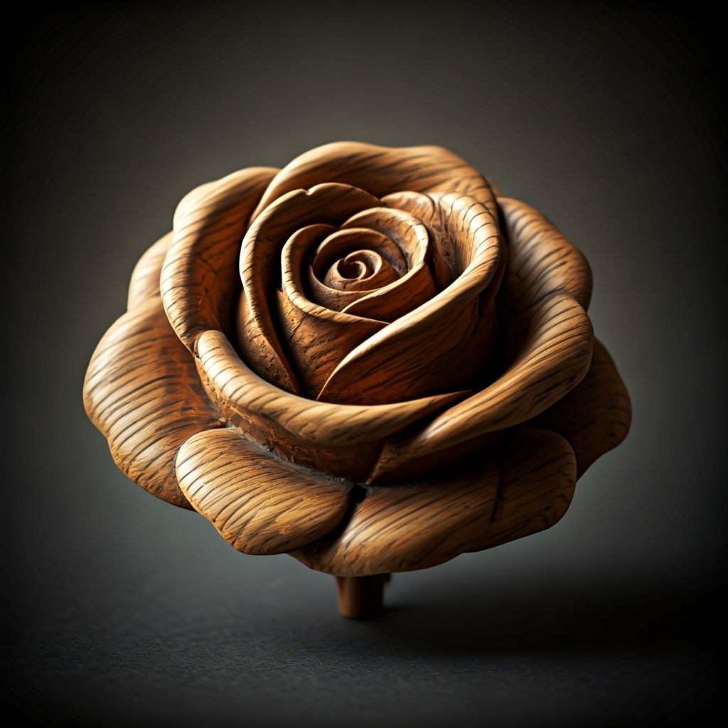 Wooden Rose Carving in Cinematic Style