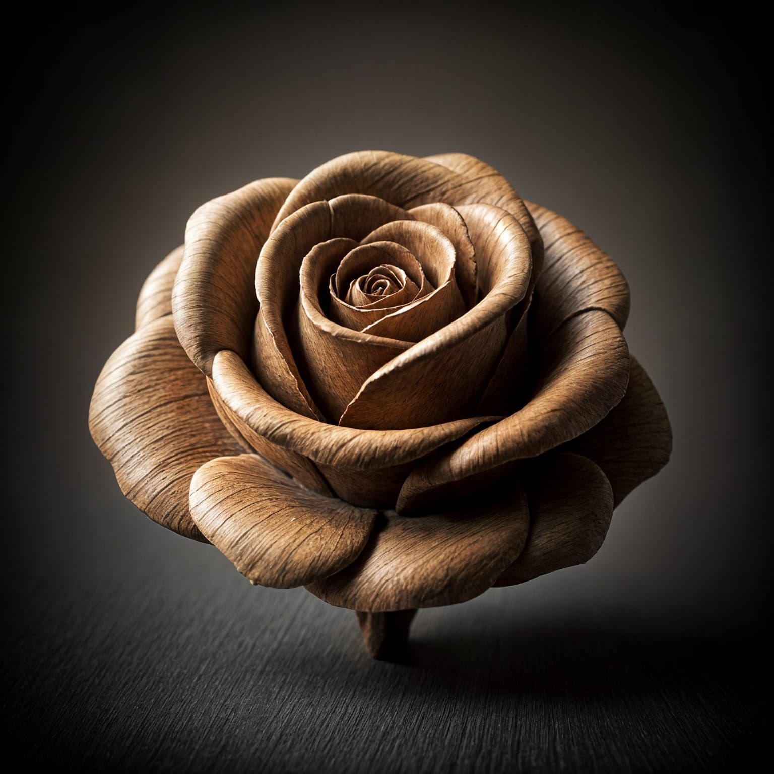 Wooden Rose Carving in Cinematic Style