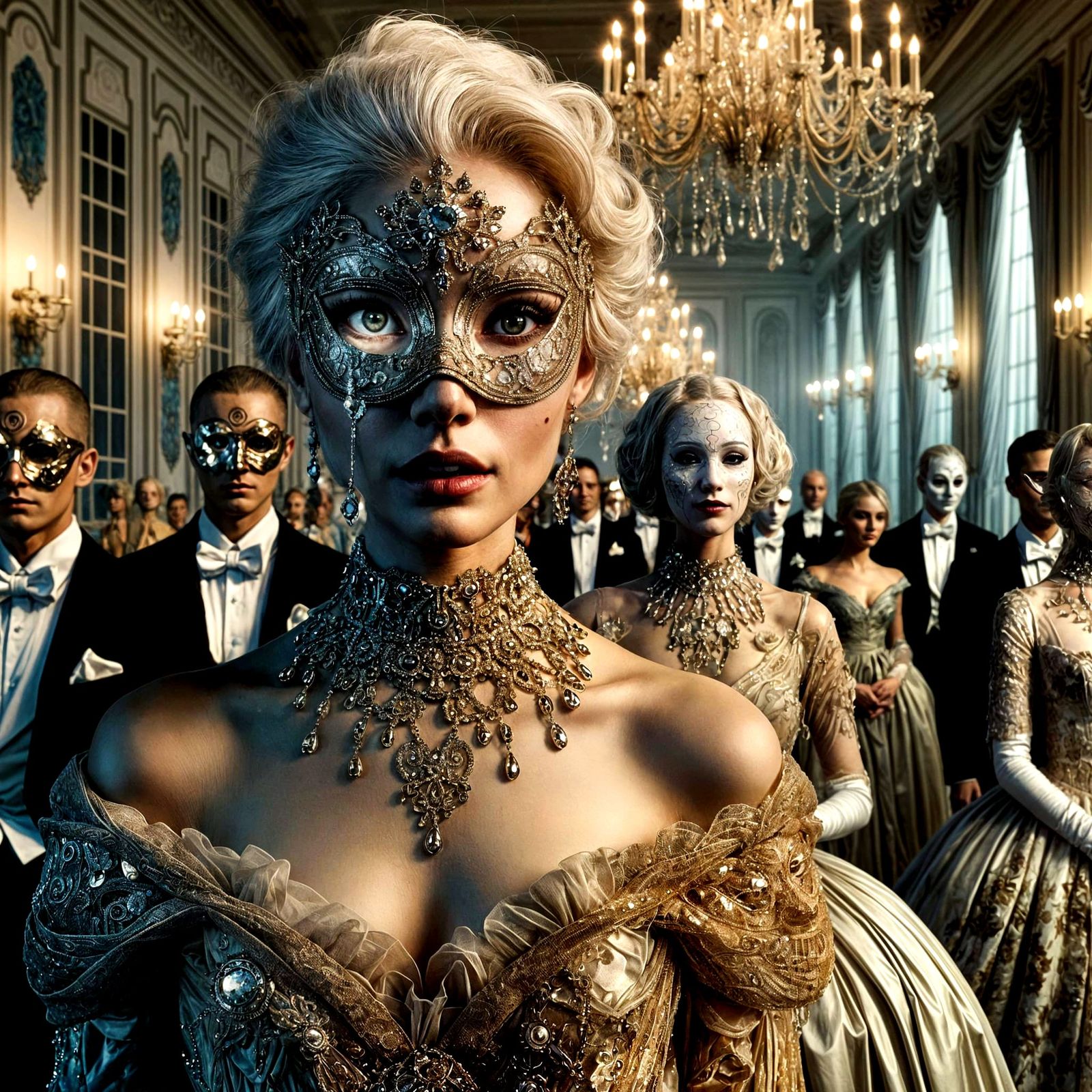 Haunted Ballroom: Living Guests or Ethereal Spirits?