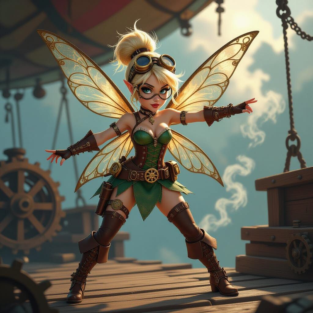 Steampunk Tinkerbell Buccaneer in Dynamic Pose