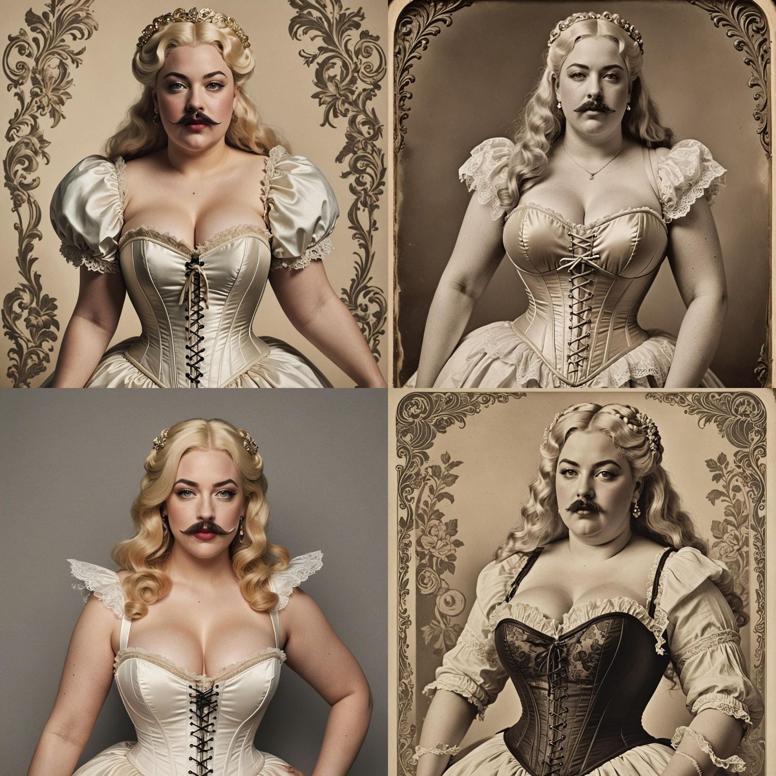 Plus-Size Woman with Blonde Hair and Mustache
