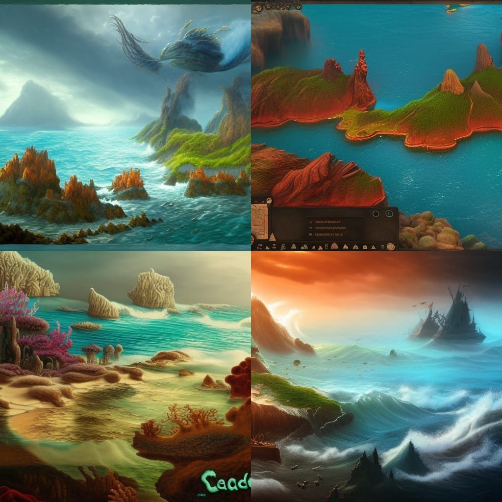 Ocean and Land Battle: Fantasy Concept Art