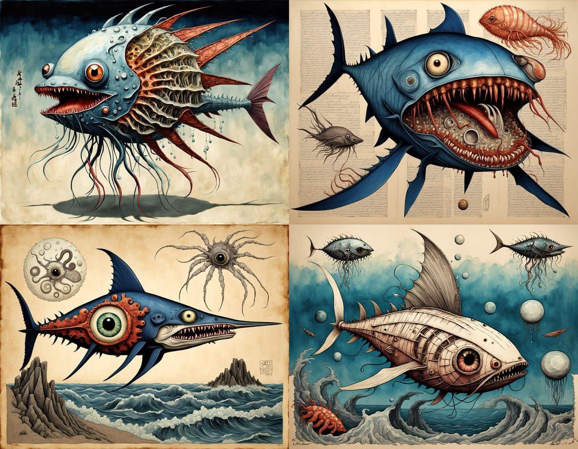 Horrific Mutant Sea Creature in Japanese Style