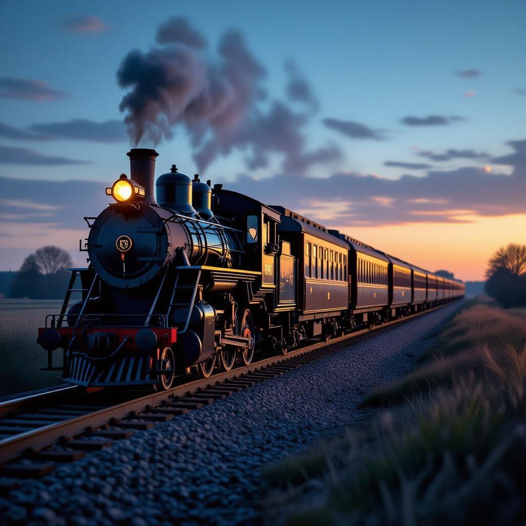 Vintage Train Speeding Through Time: A Cinematic Still