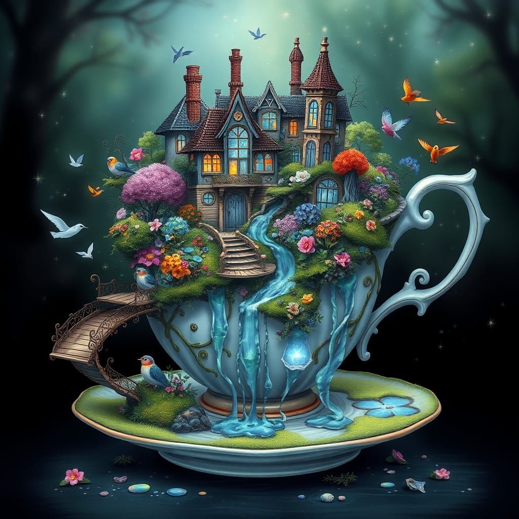 Enchanted Teacup World Inspired by Arthur Rackham